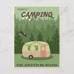 Camping Vintage Travel Poster Postcard