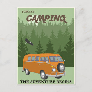 Camping Vintage Travel Poster Postcard
