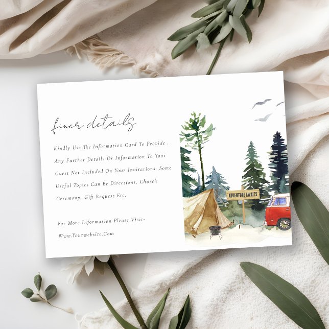 Camping Watercolor Pine Forest Wedding Details Enclosure Card (Creator Uploaded)