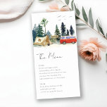 Camping Watercolor Pine Forest Wedding Menu Card<br><div class="desc">Elegant Camping Watercolor Pine Forest Theme Collection.- it's an elegant script watercolor Illustration of forest pine trees with camper van, tent and camping sign, perfect for your camp side wedding & parties. It’s very easy to customize, with your personal details. If you need any other matching product or customization, kindly...</div>