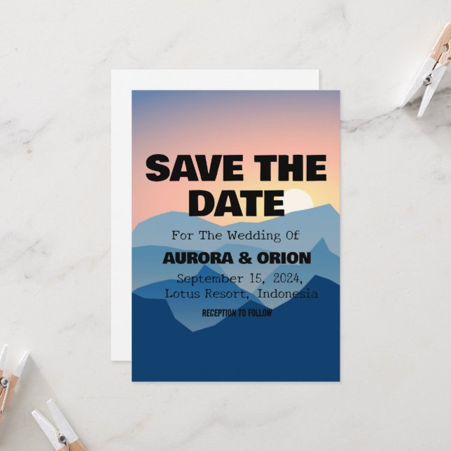 camping wedding save the date cards (Front/Back In Situ)