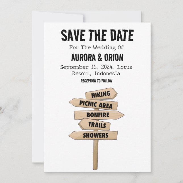 camping wedding save the date cards (Front)