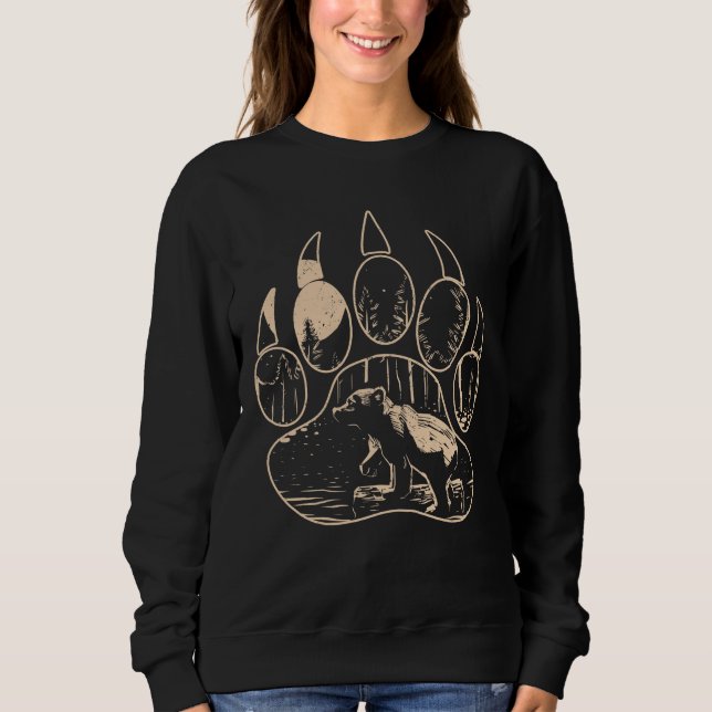 Camping Wildlife Bear Paw Sweatshirt (Front)