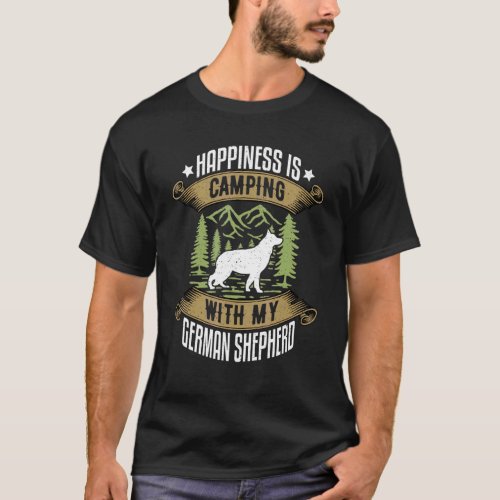 Camping With German Shepherd Camp Camping And Dogs T_Shirt