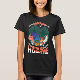 Camping With My Homie Unicorn Flamingo Nature Camp T-Shirt