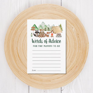 Camping Woodland Animals Advice Baby Shower Enclosure Card