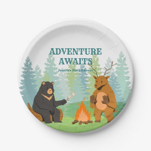 Camping Woodland Animals Baby Shower Paper Plates