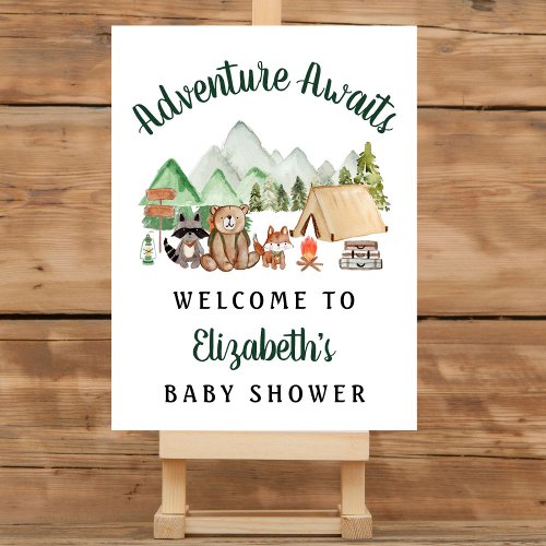 Camping Woodland Animals Baby Shower Welcome Foam Board