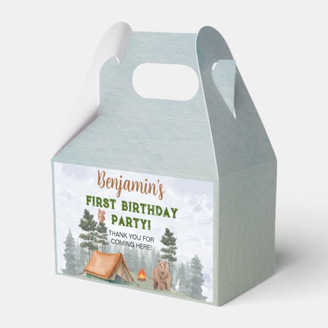 Camping Woodland Birthday Favor Box (Back Side)