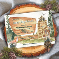 Camping Woodland National Park Baby Shower Invitation