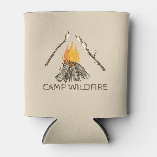 Campire with Toasting Marshmallows Can Cooler
