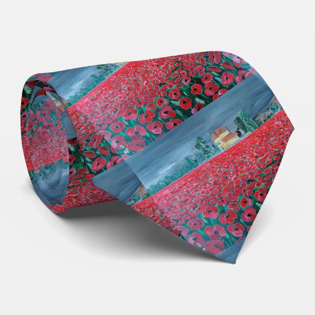 Campo de Amapolas Painting by Alfred Fox Neck Tie (Rolled)