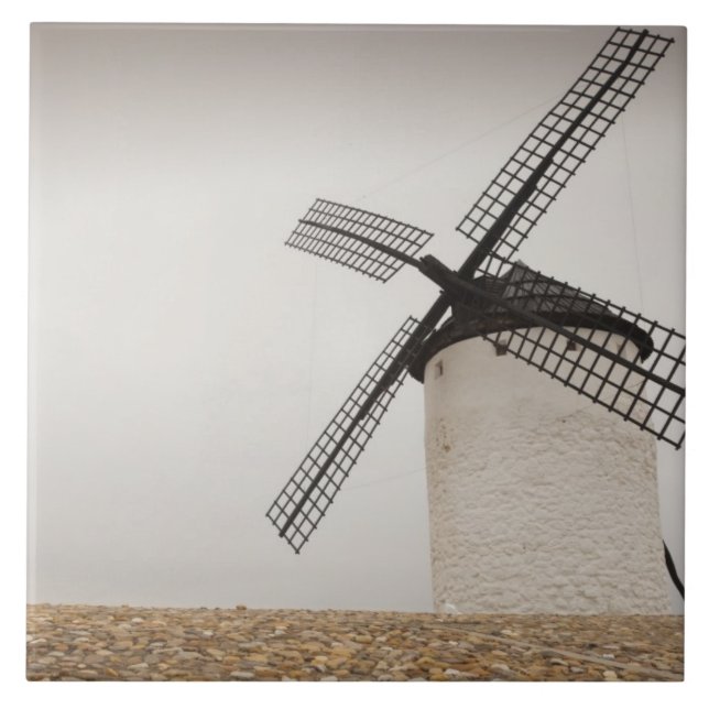 Campo de Criptana, antique La Mancha windmills Ceramic Tile (Front)