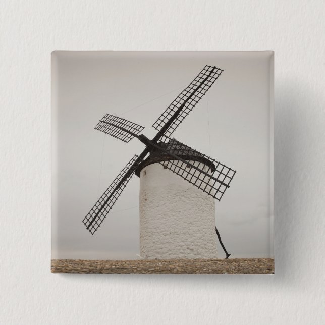 Campo de Criptana, antique La Mancha windmills Pinback Button (Front)