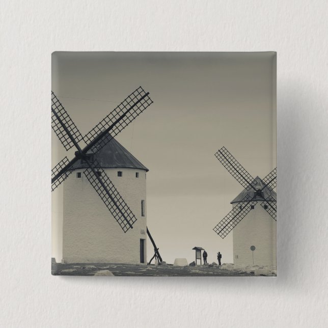Campo de Criptana, antique La Mancha windmills Pinback Button (Front)