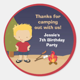 Campout Birthday Party Favor Stickers
