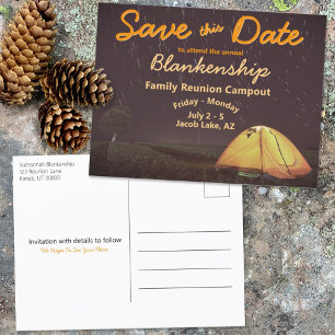 Campout Reunion Celebration Retro Save The Date Announcement Postcard