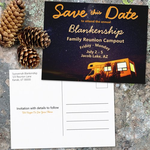 Campout Reunion Gathering Save The Date Template