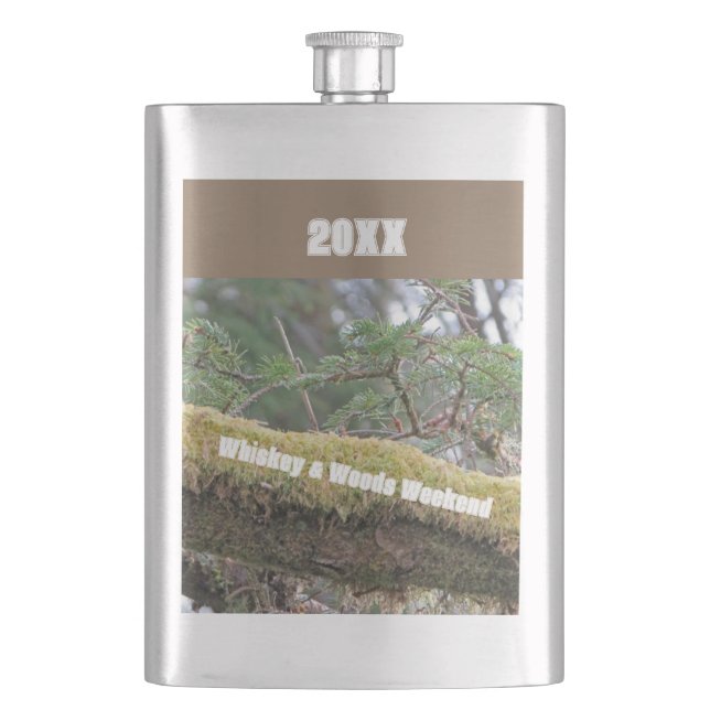 Campout Whiskey & Woods Guys Only Weekend Flask (Front)