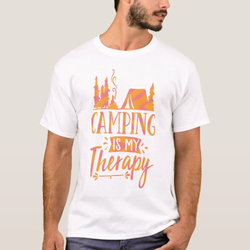 Camps Are My Therapy Dual Color Typography T_Shirt