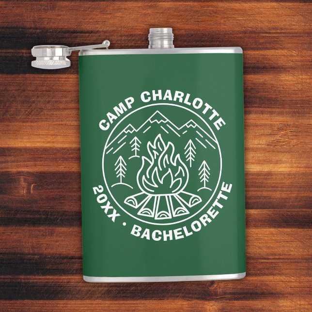 Campsite Green White Camp Bachelorette Custom Flask (Campsite Green White Camp Bachelorette Custom Flask
)