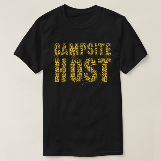 CAMPSITE HOST Leopard Print Summer Counselor Teach T-Shirt (Design Front)