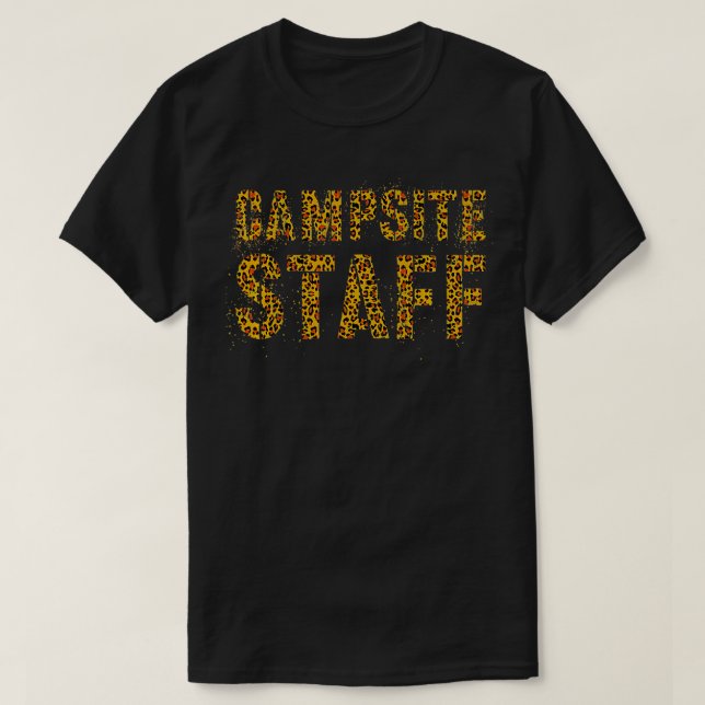 CAMPSITE STAFF Leopard Print Host Summer Counselor T-Shirt (Design Front)