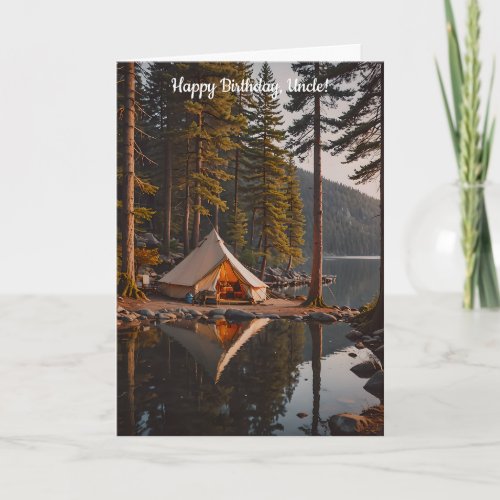 Campsite with a Tent beside a Lake Birthday