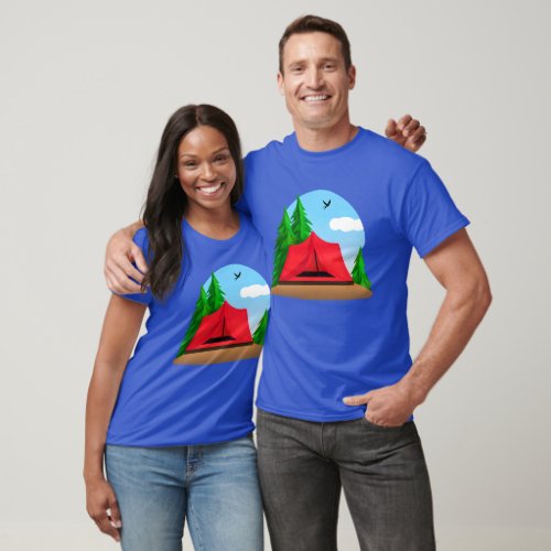 Campsite with Evergreen Trees T_Shirt