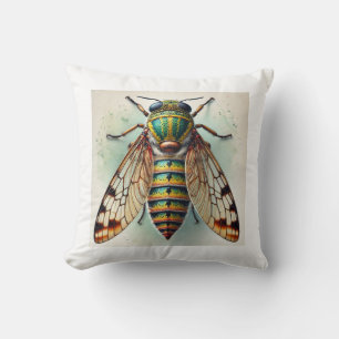 Campsosternus Beetle 170924IREF245 - Watercolor Throw Pillow