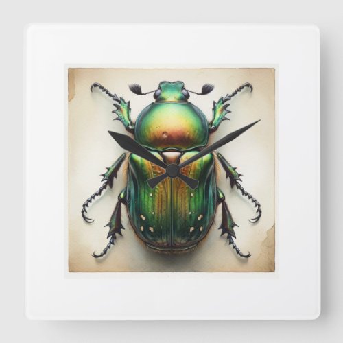 Campsosternus Beetle IREF1809 1 _ Watercolor Square Wall Clock