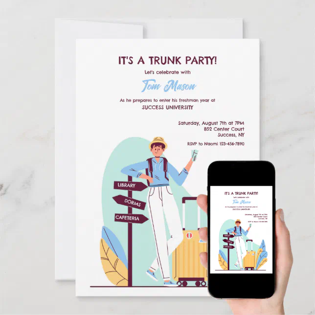 Campus Arrival Trunk Party Invitation Zazzle