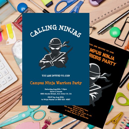 Campus Ninja  Fraternity Party Invitation card