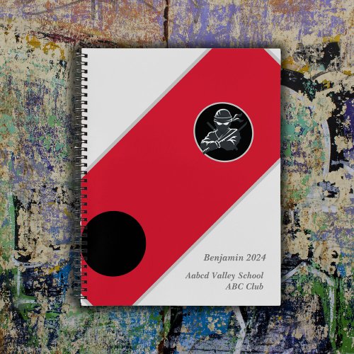  Campus Ninja Notebook Personalized White and Red