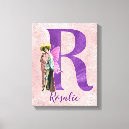 Campy Purple Shimmer Illustrated Letter R  Canvas Print