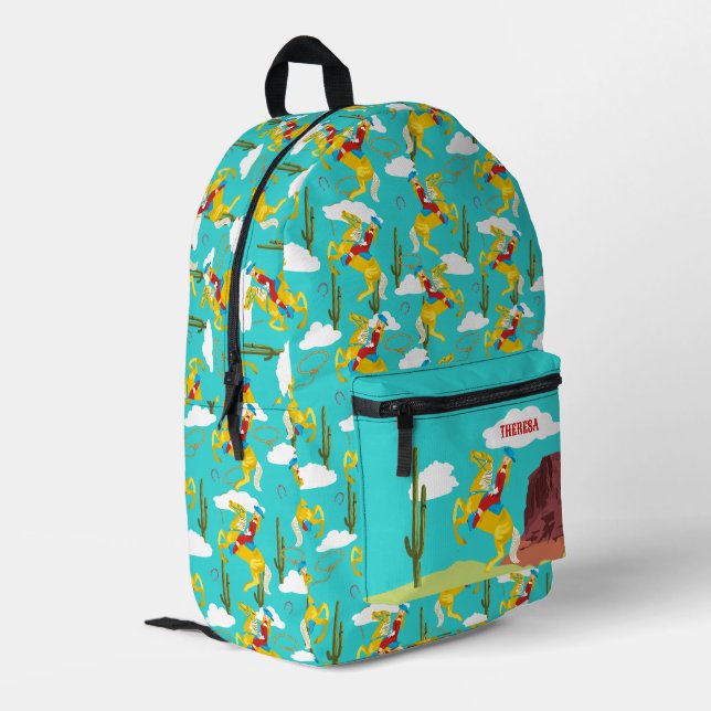 Unique Cowgirl back pack Blue Cowgirl Backpack Back to School Book Bag Blue Western Back  main image 4