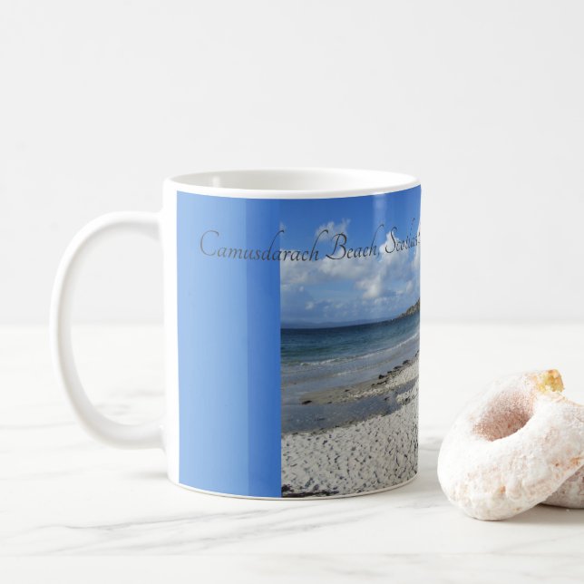 Camusdarach Beach, Arisaig, Scotland Coffee Mug (With Donut)