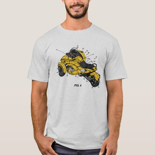 Can Am Spyder PatentBlueprint Design  Yellow T_Shirt