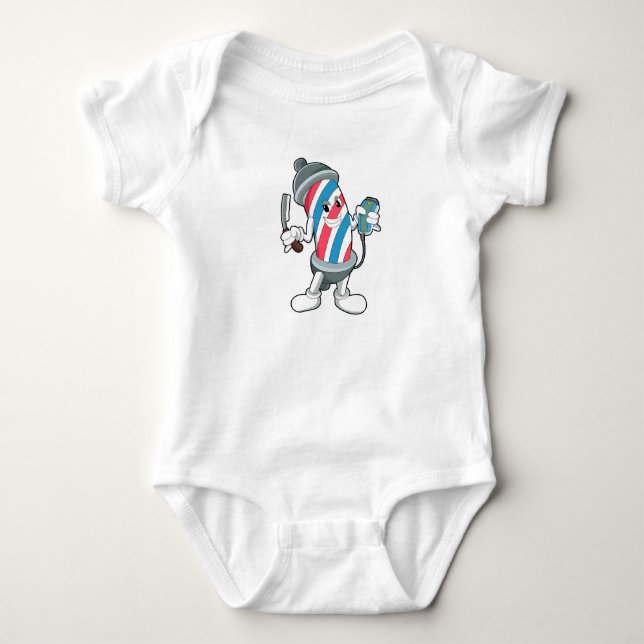 Can as Hairdresser with Razor Baby Bodysuit (Front)