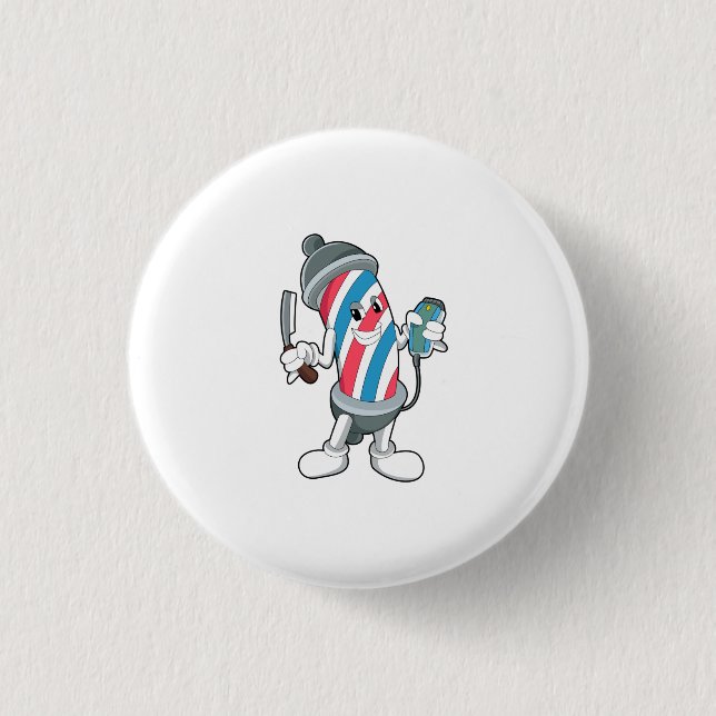 Can as Hairdresser with Razor Button (Front)