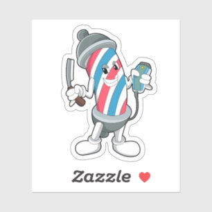 Can as Hairdresser with Razor Sticker