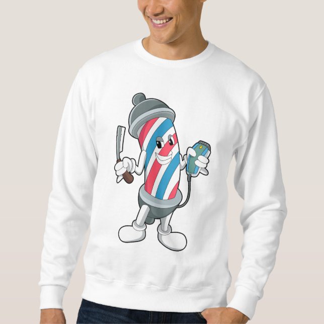 Can as Hairdresser with Razor Sweatshirt (Front)