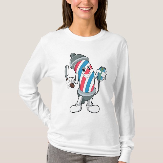 Can as Hairdresser with Razor T-Shirt (Front)