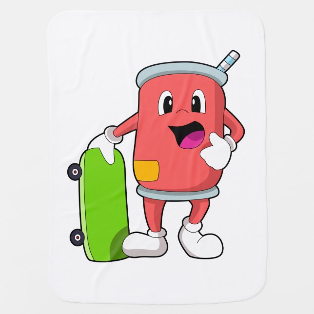 Can as Skater with Skateboard Baby Blanket (Front)