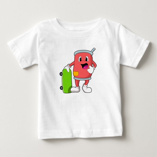 Can as Skater with Skateboard Baby T-Shirt (Front)