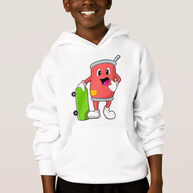 Can as Skater with Skateboard Hoodie (Front)