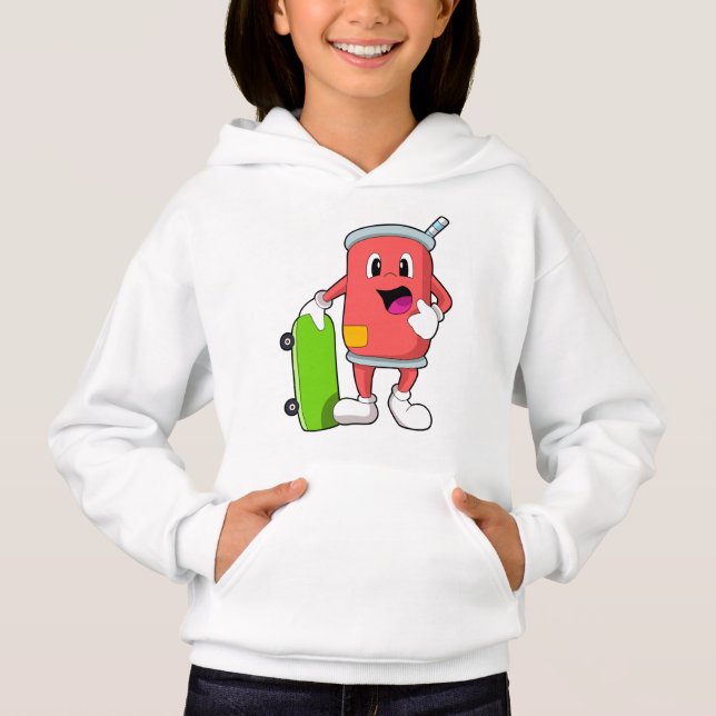 Can as Skater with Skateboard Hoodie (Front)