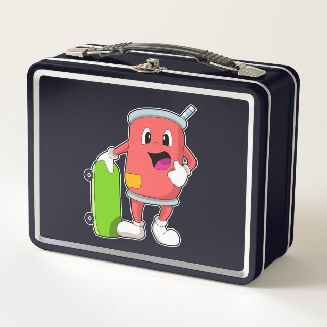 Can as Skater with Skateboard Metal Lunch Box (Front)