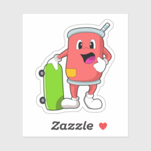 Can as Skater with Skateboard Sticker