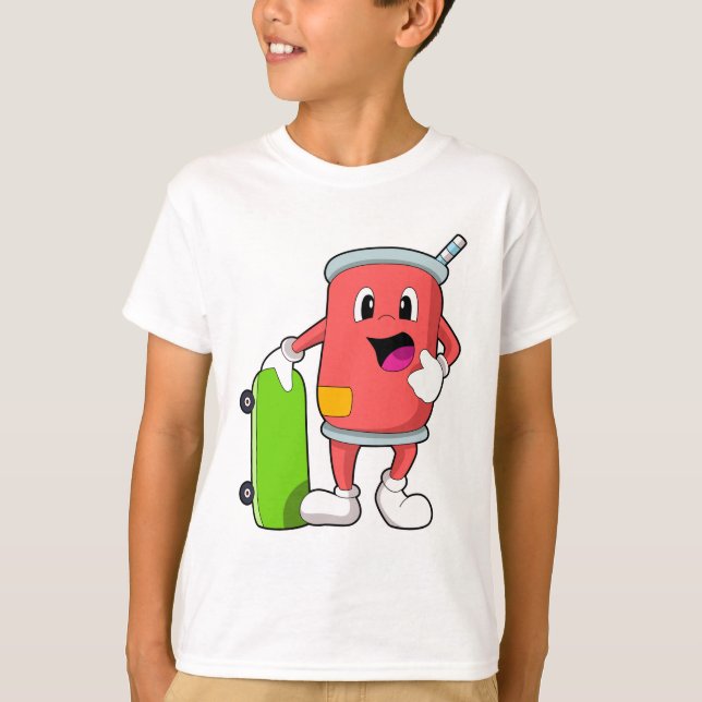 Can as Skater with Skateboard T-Shirt (Front)
